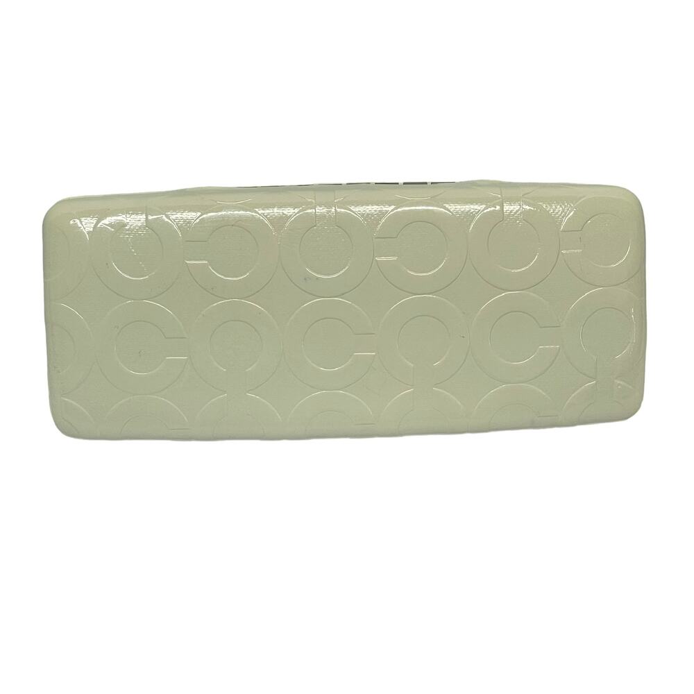 Coach Sunglass Case Clamshell Embossed Cream White